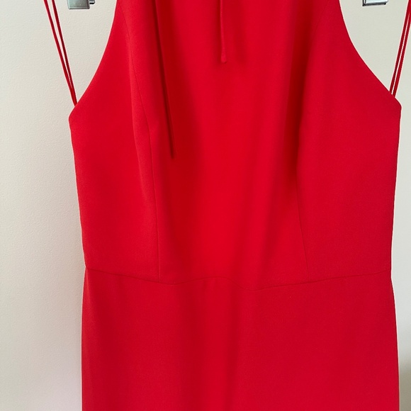 Alice + Olivia Kristy High Low Halter Dress Bright Poppy Red Size 8 - Picture 9 of 11